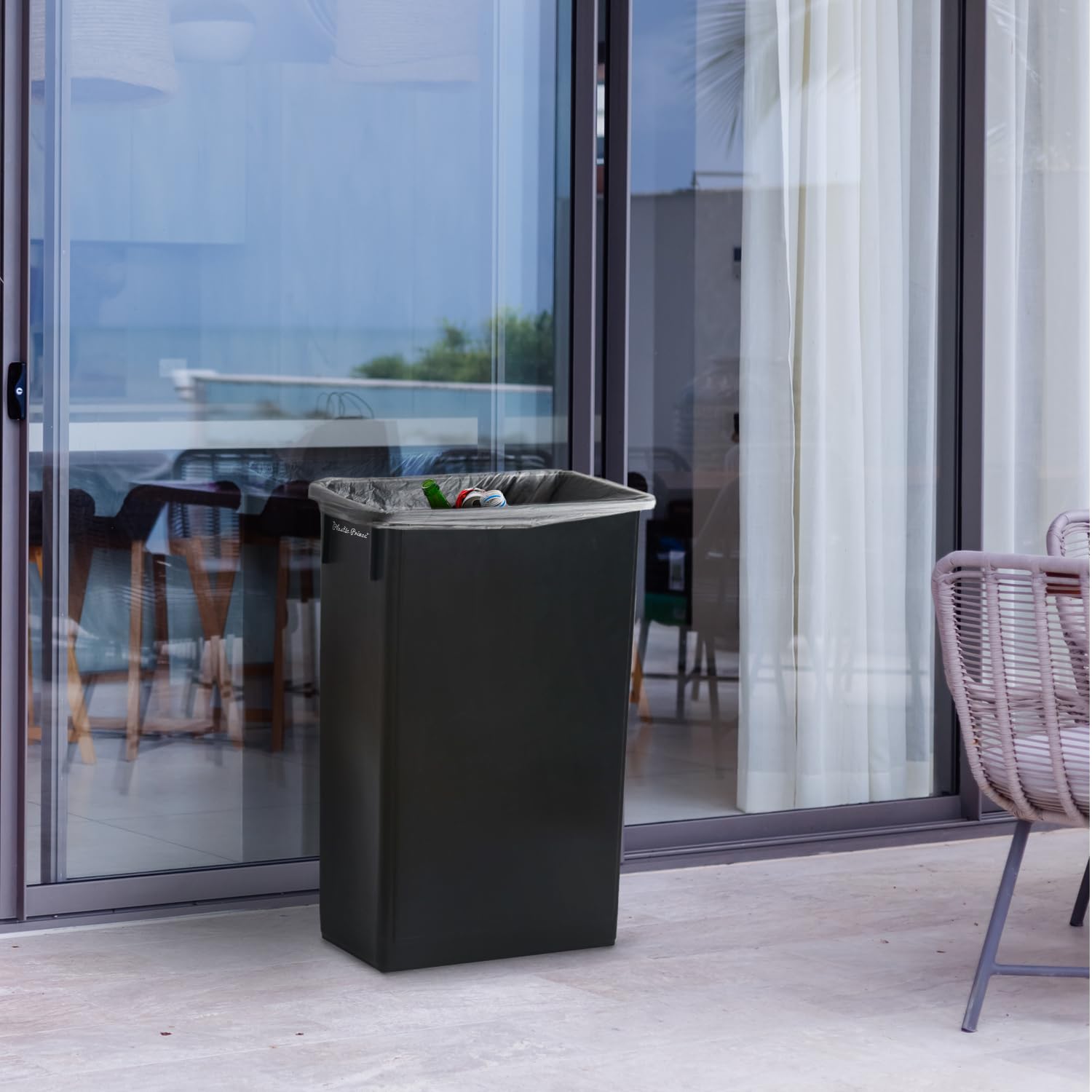 23 Gal Black Slim Rectangular Trash Can