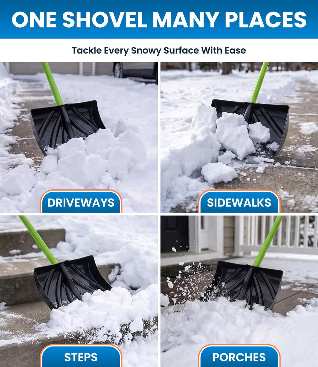 48'' Snow Pusher with Fiberglass Handle & Plastic D-Grip, 17'' Wide Blade with Aluminum Edge