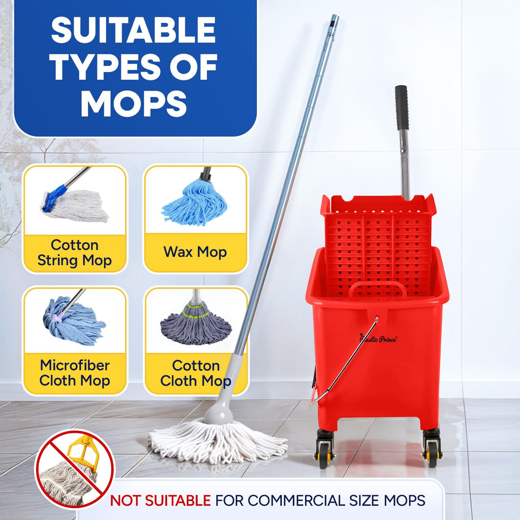 20-QT Upward Press Mop Bucket and Wringer, Red