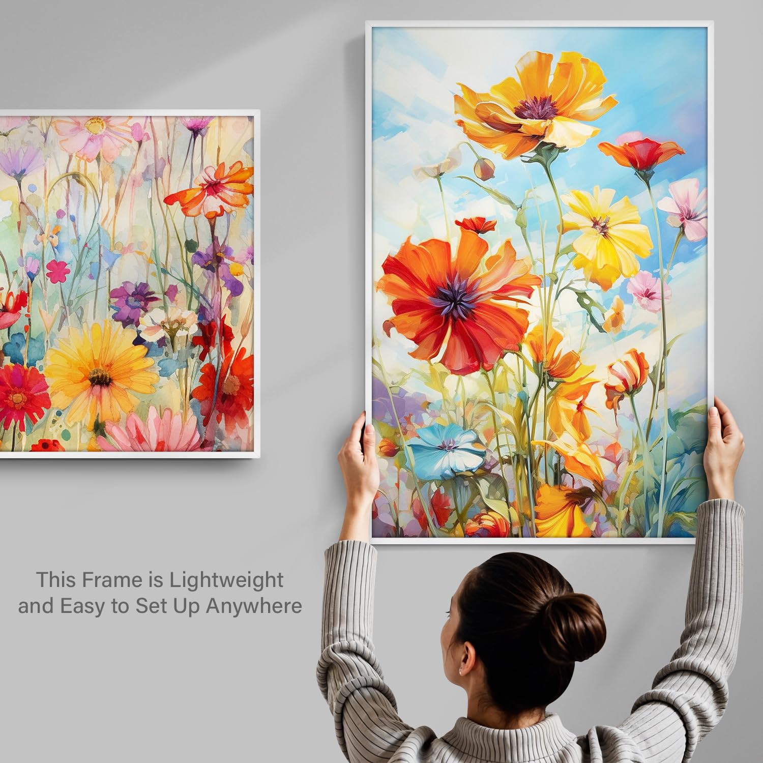 White Poster Frame, 24" x 36" For Horizontal & Vertical Wall Mounting