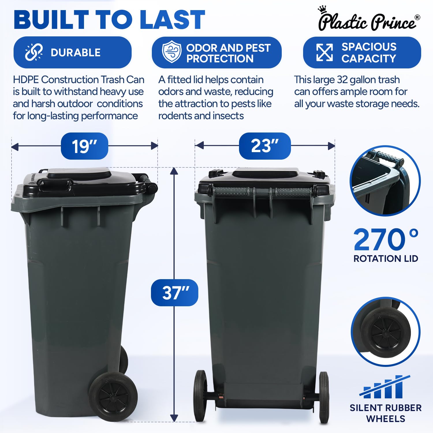 32 Gal Gray Rollout Container