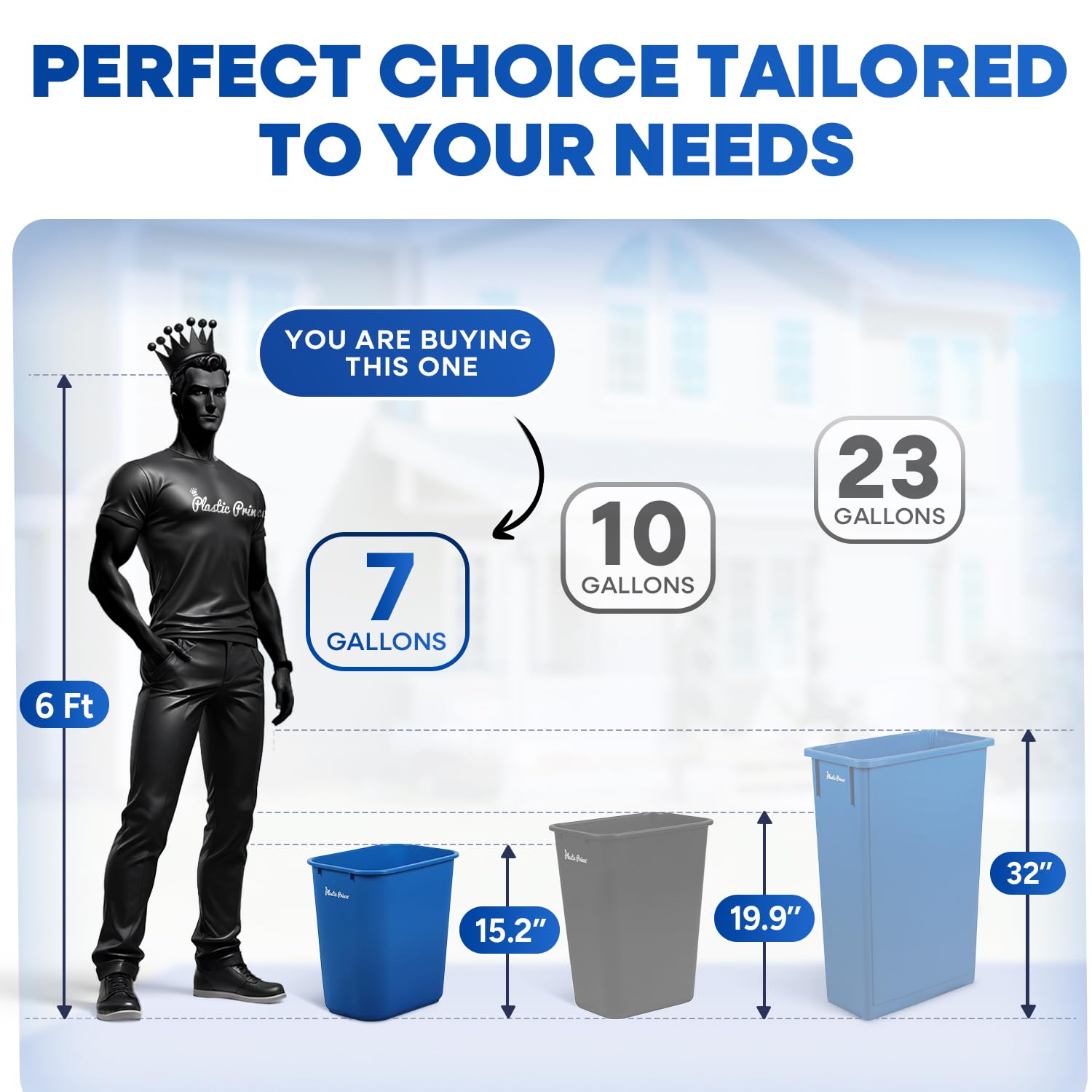 28-QT Blue Wastebasket