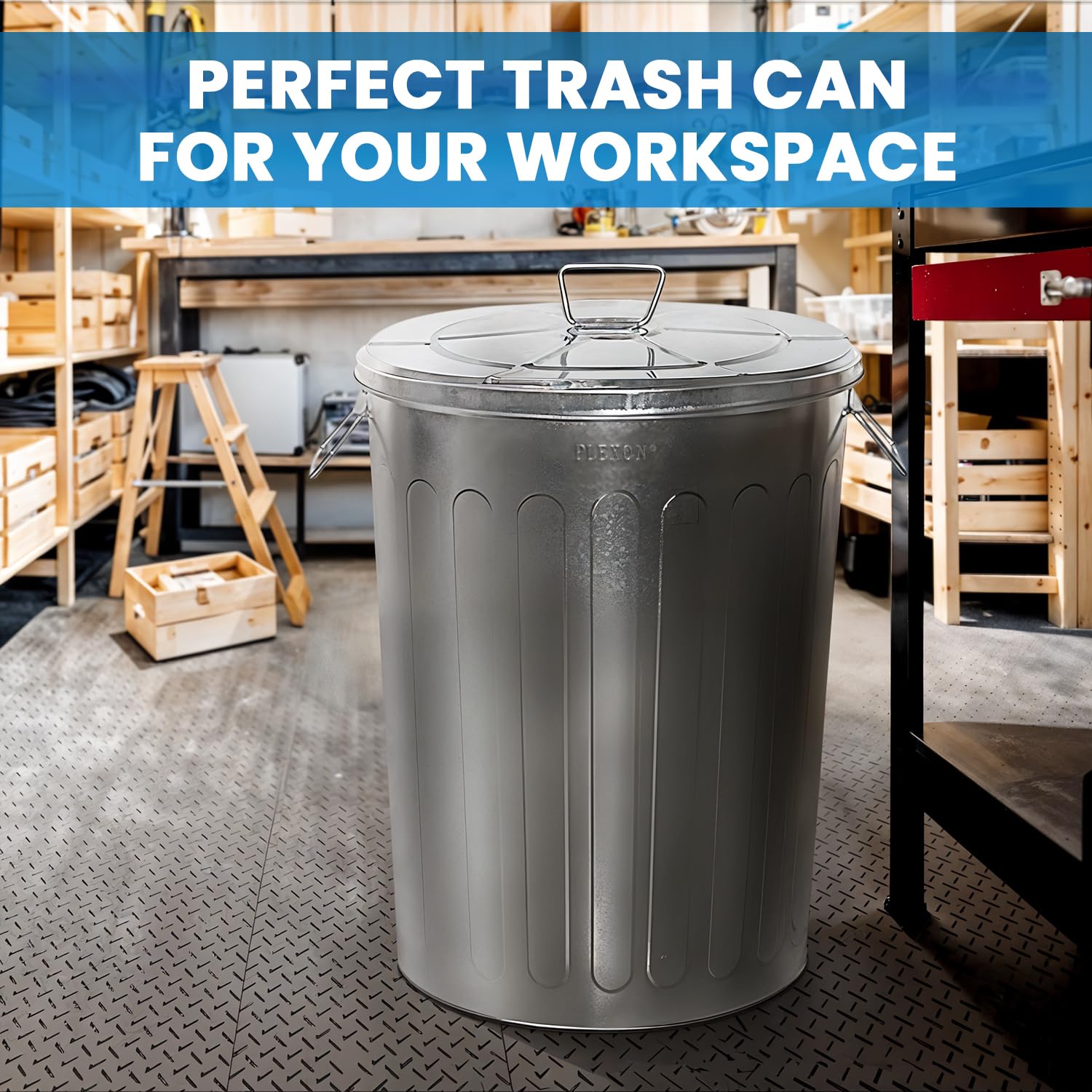 20 Gal Galvanized Steel Round Trash Can with Lid