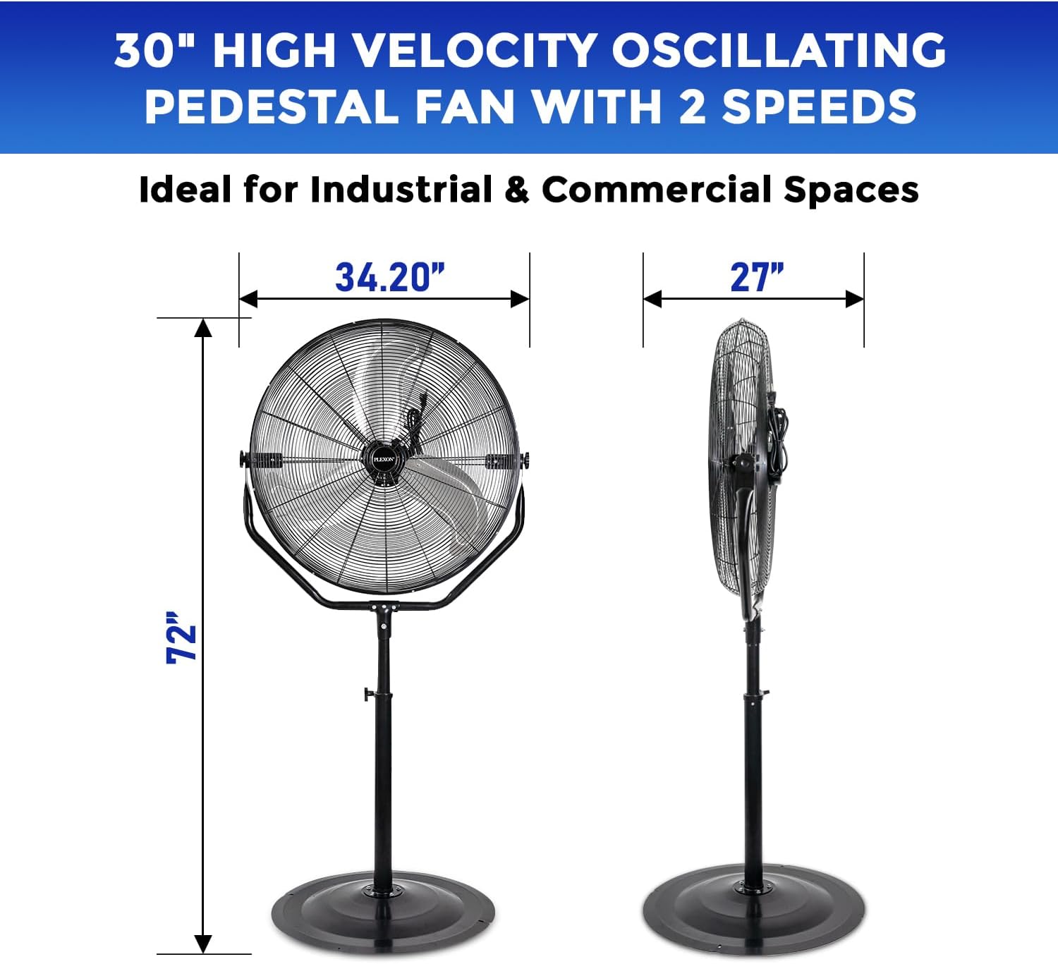 30 in. Black High Velocity Pedestal Fan, 3-Speed