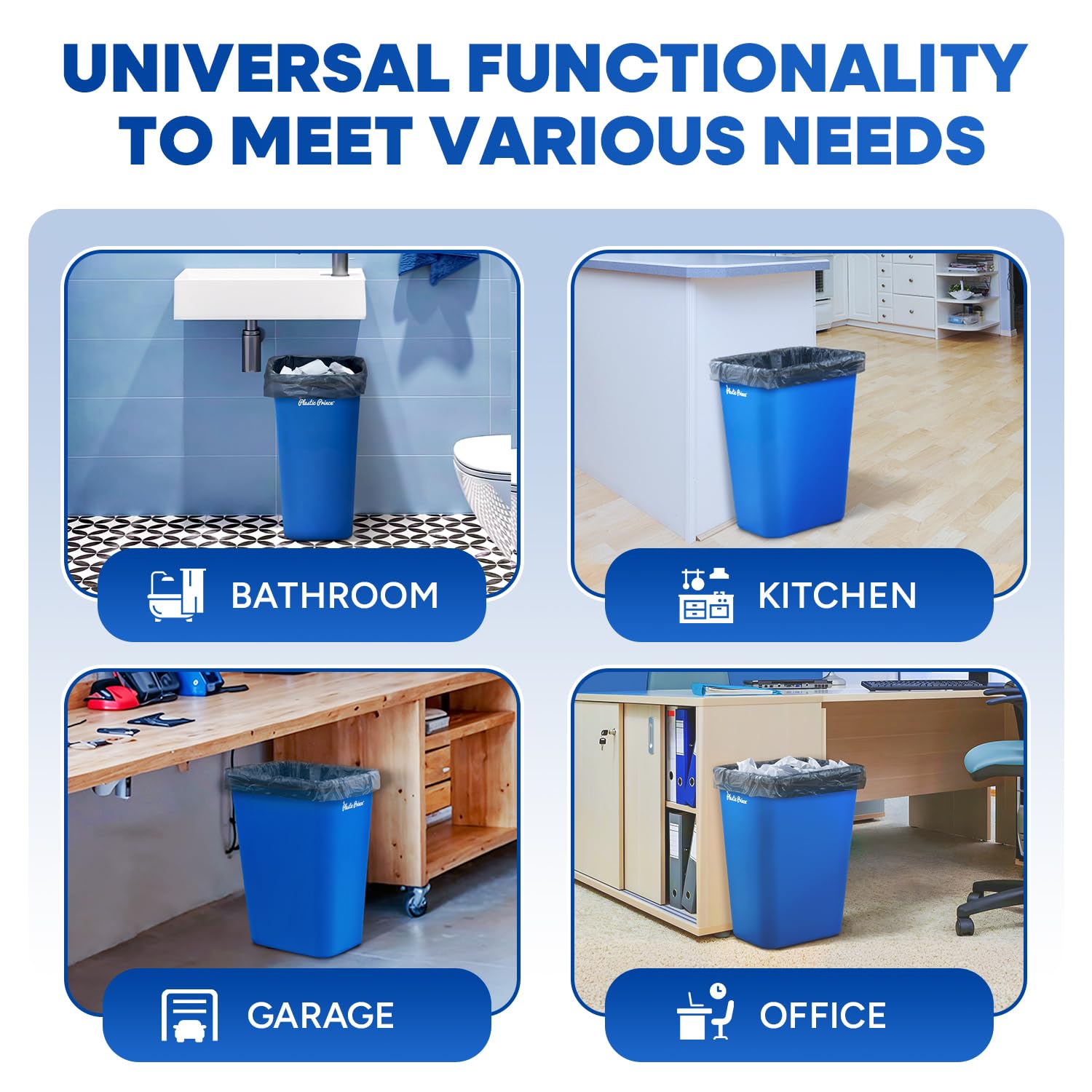 40-QT Blue Wastebasket