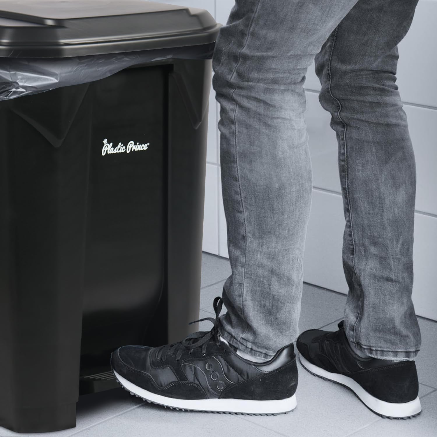 22 Gal Step-On Indoor Trash Can, Black
