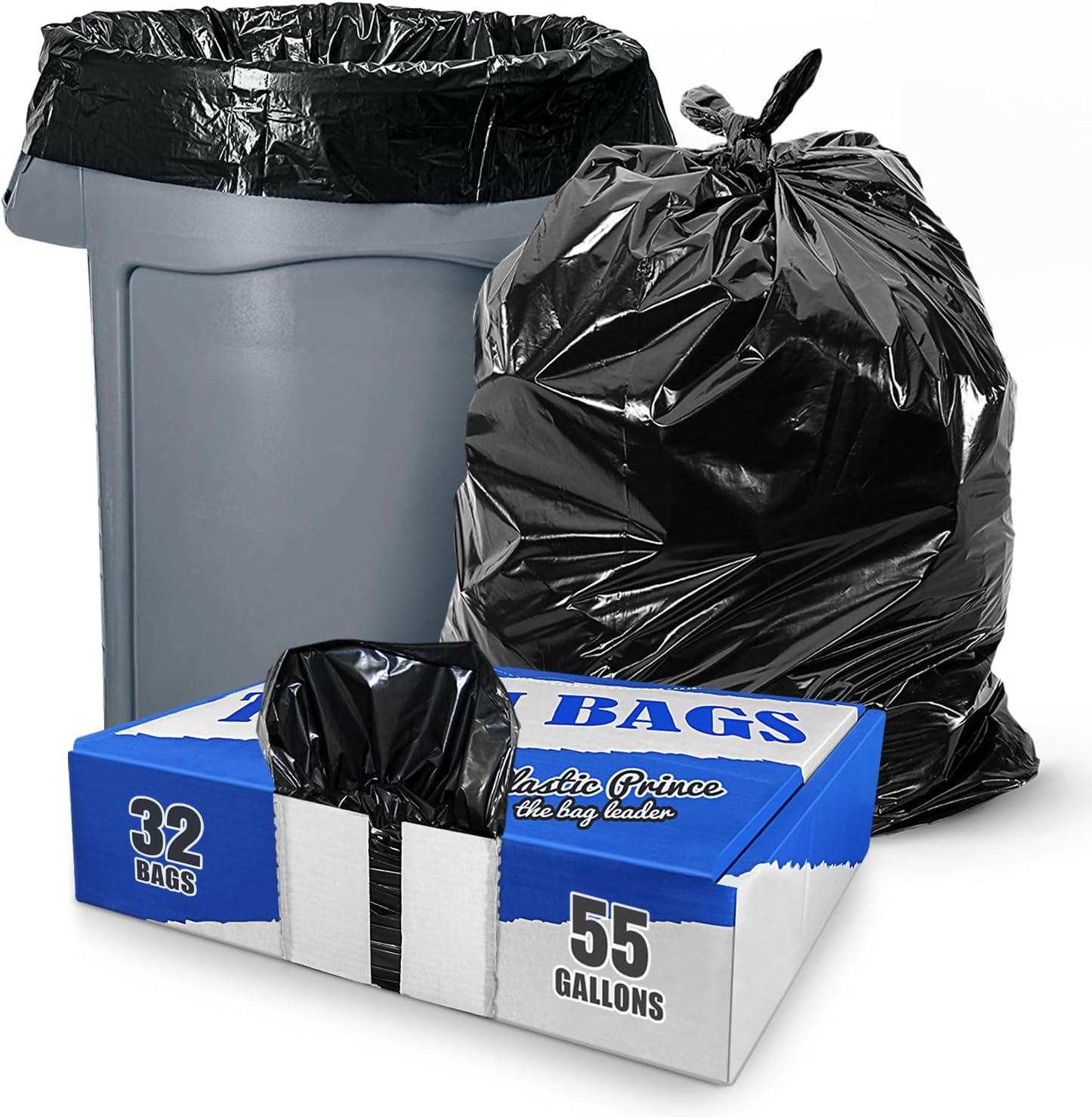 38" x 58" 60 Gal 3 Mil Black Trash Bags, 32/Case