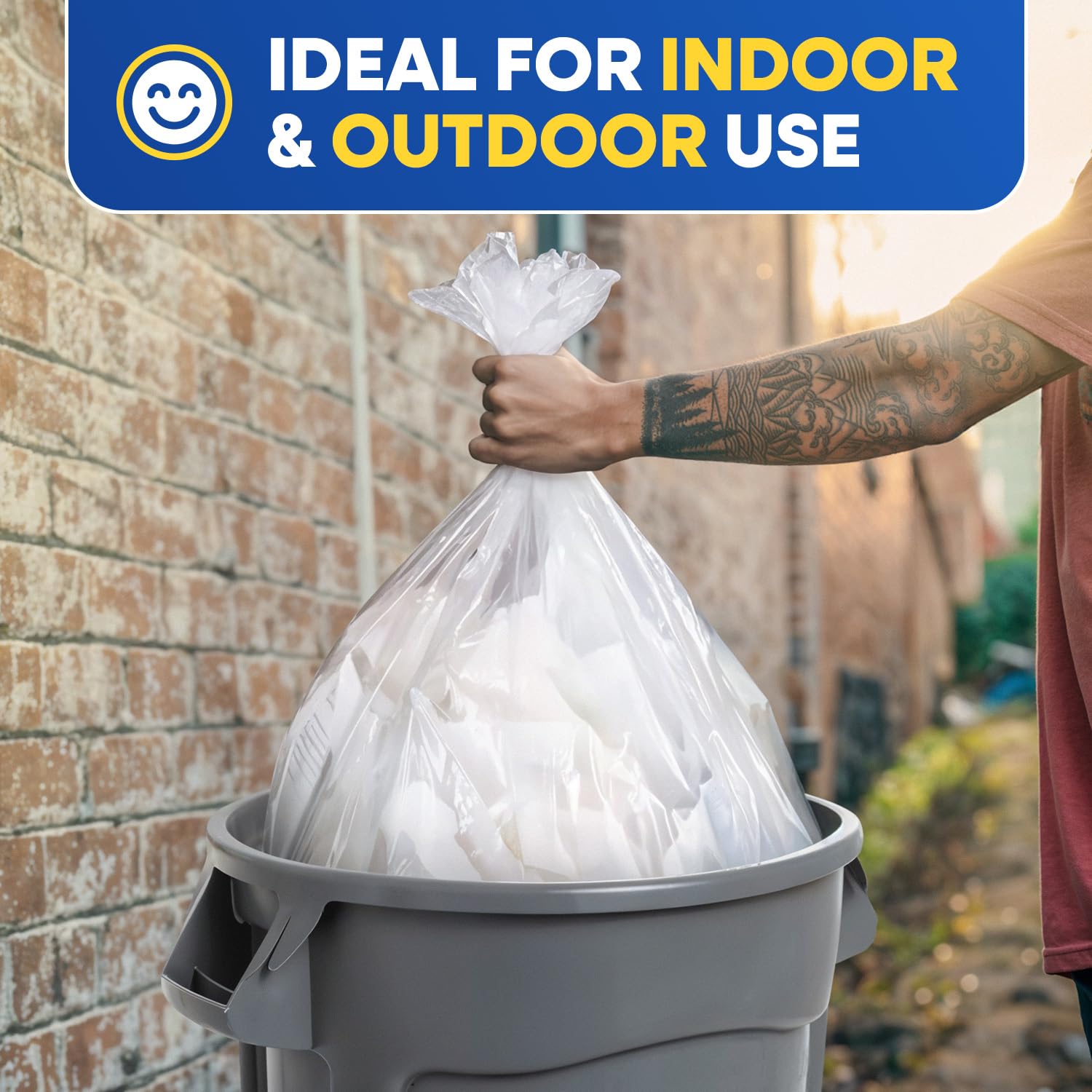 40in x 48in, 45 Gallon, 16 Mic, Clear High-Density Can Liners, 250/Case
