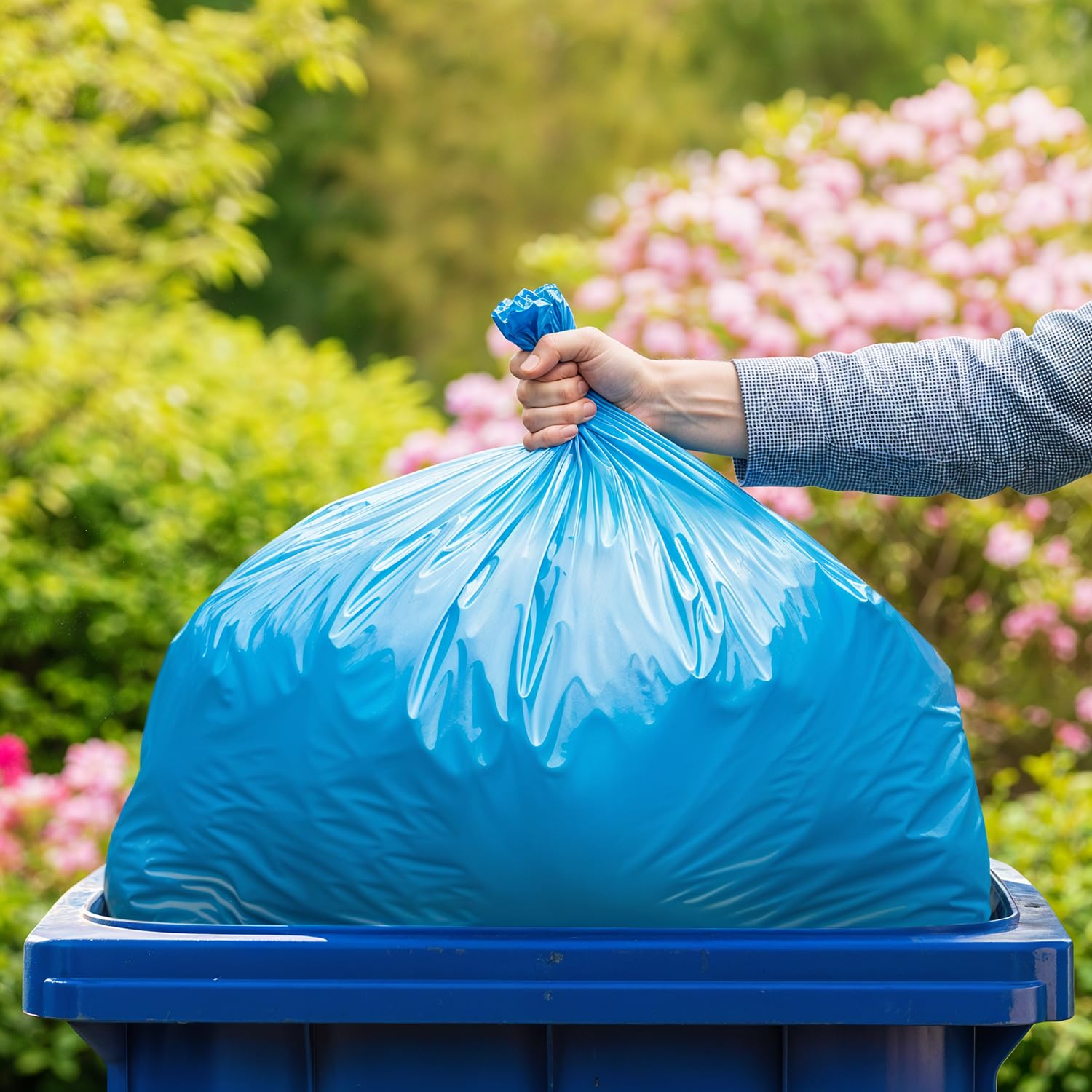 23" x 14" x 50" 55 Gal 3 Mil Blue Trash Bags, 100/Case