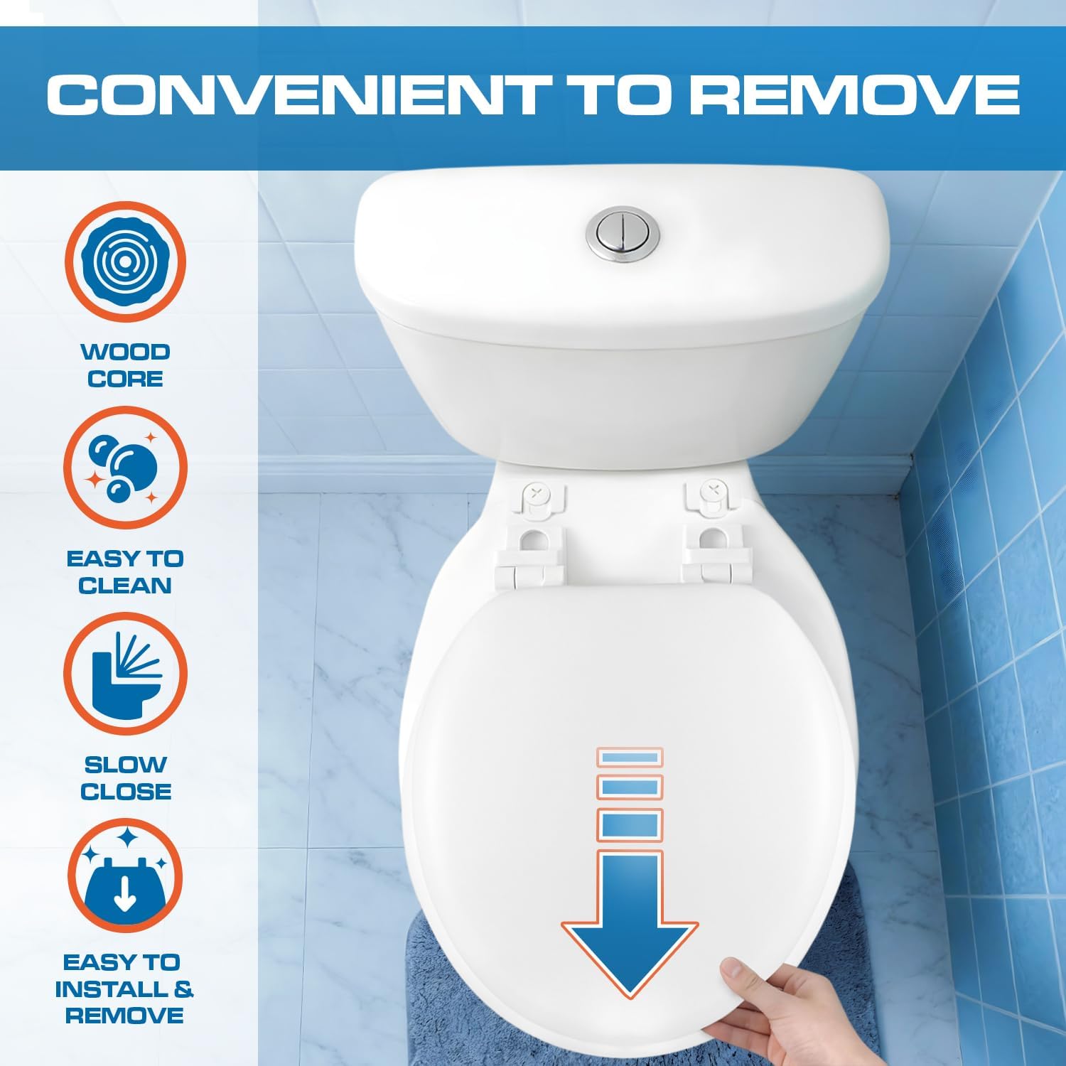 Plexon Soft Cushioned Toilet Seat, Elongated Bone, Slow-Close Lid & Seat, Quick-Release Hinge, Easy To Clean & Change (Copy)