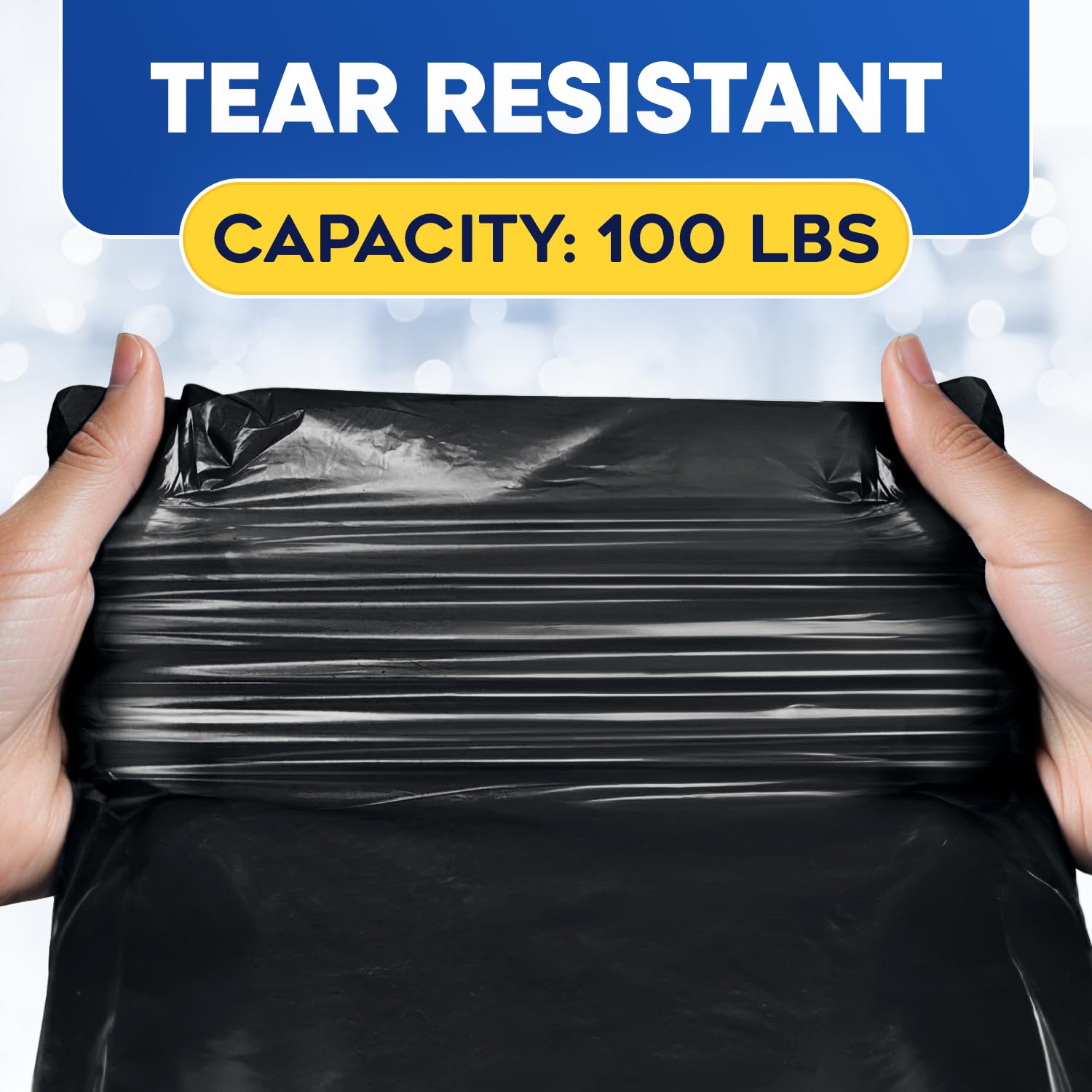 43" x 47" 56 Gal 2 Mil Black Trash Bags, 100/Case