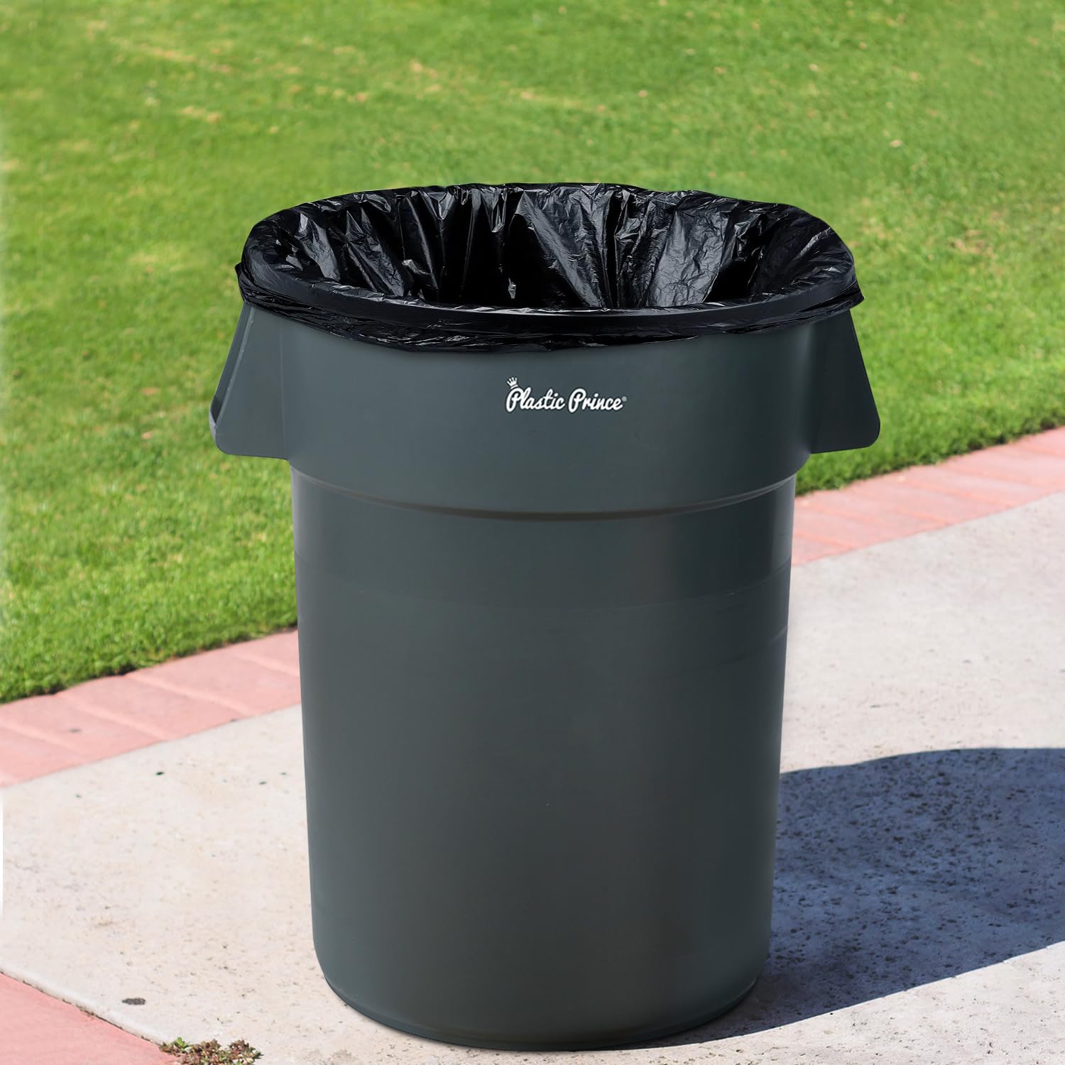 55 Gal Gray Round Trash Can