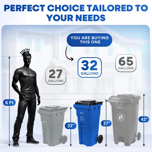 32 Gal Blue Rollout Container