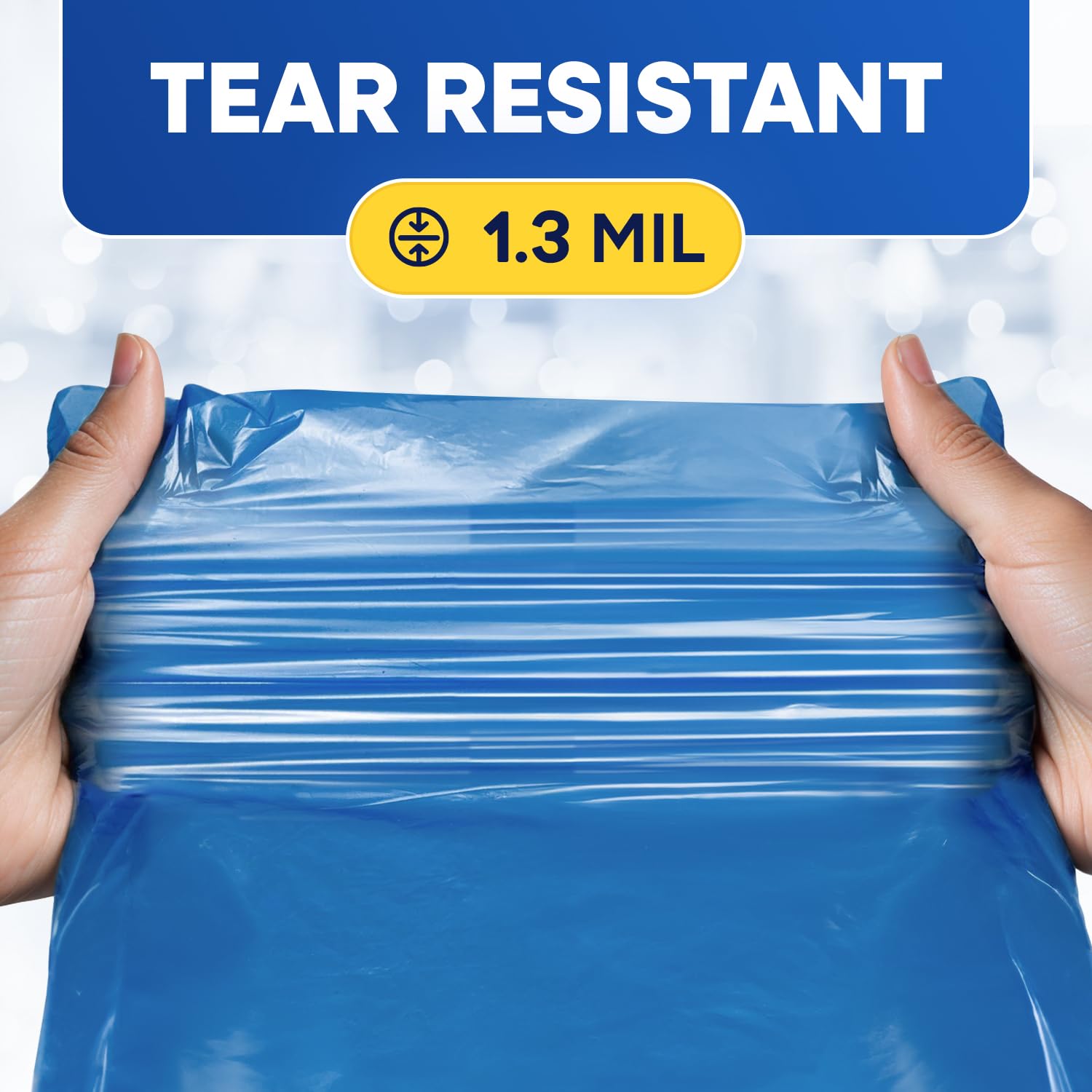 23" x 14" x 50" 55 Gal 3 Mil Blue Trash Bags, 100/Case