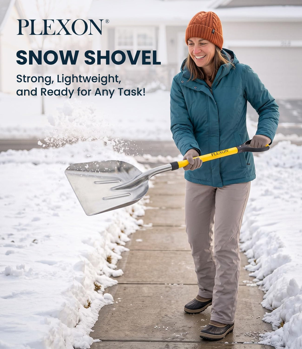 48'' Aluminum Snow Shovel Scoop with Folding Fiberglass Handle & Plastic D-Grip, 15'' Wide Blade