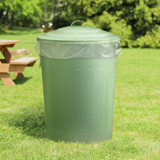 13-Gallon Green Galvanized Steel Round Trash Can with Lid