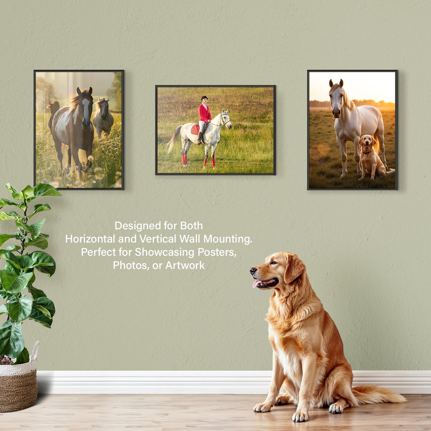 Black Poster Frame, 18" x 24" For Horizontal & Vertical Wall Mounting