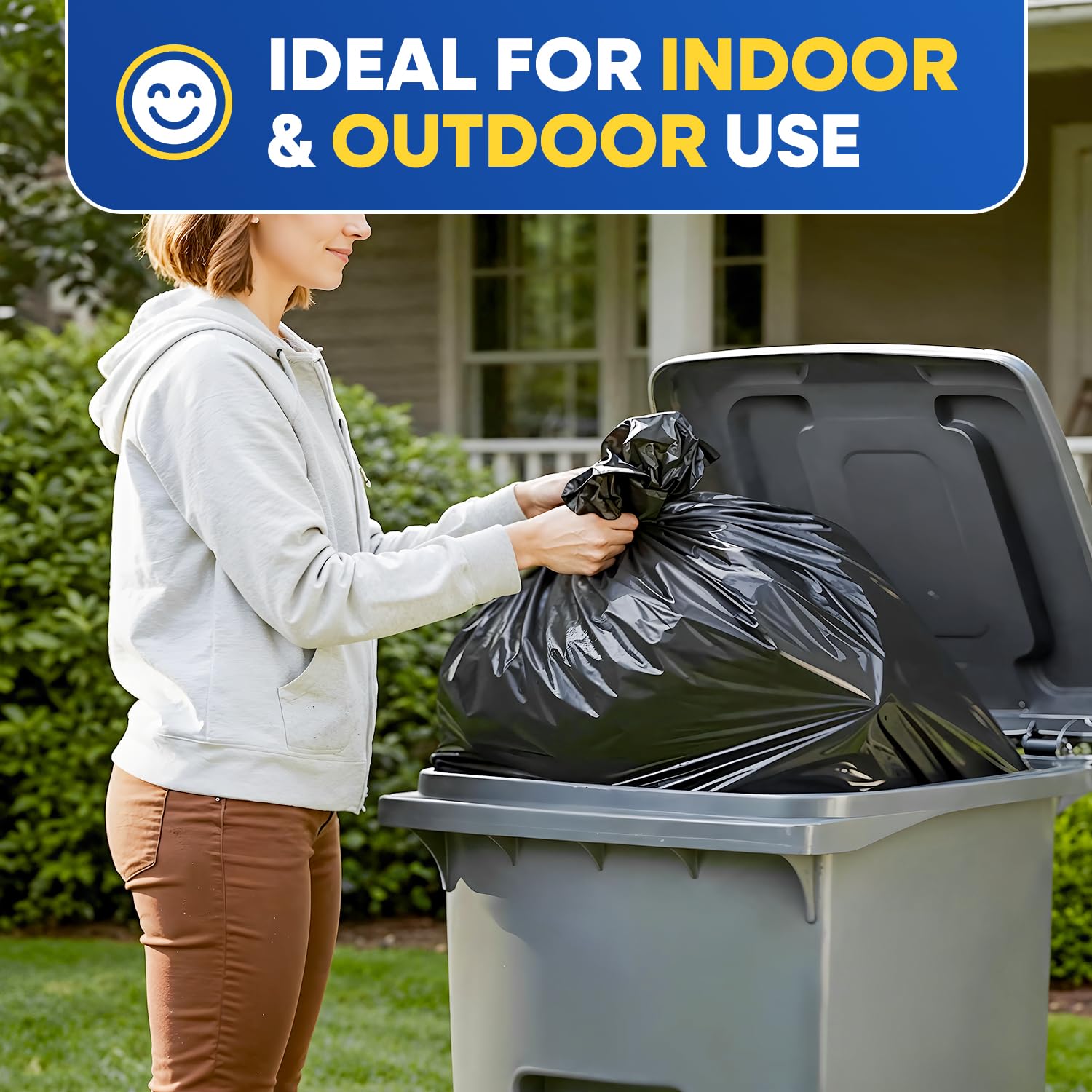 37" x 50" 60 Gal 4 Mil Black Trash Bags, 100/Case