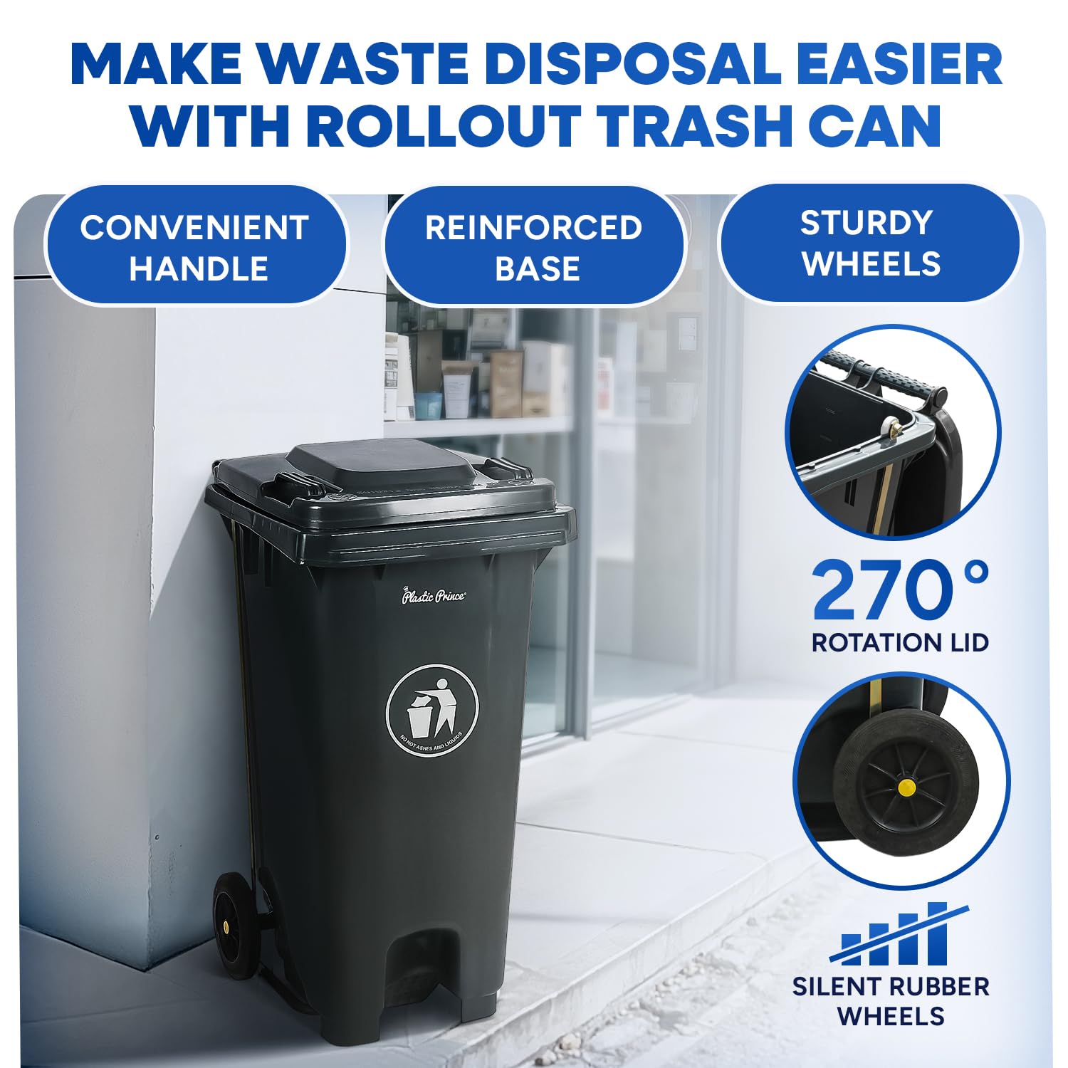 32 Gal Gray Step-On Rollout Container