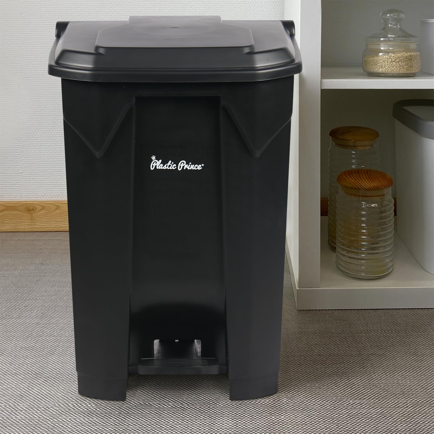 22 Gal Step-On Indoor Trash Can, Black