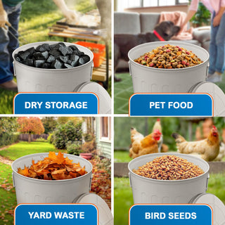 20 Gal Off-White Galvanized Steel Round Trash Can with Lid