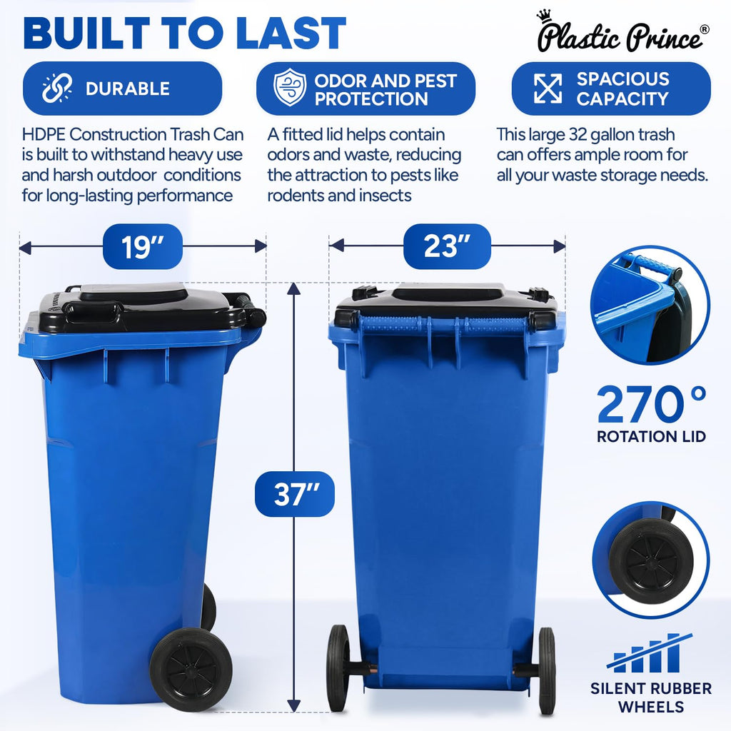 32 Gal Blue Rollout Container