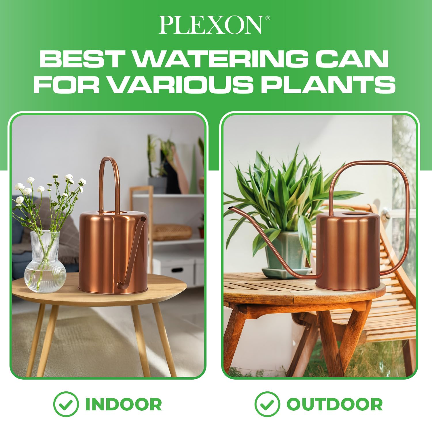 54 oz Rose Gold Stainless Steel Watering Can with Long Spout