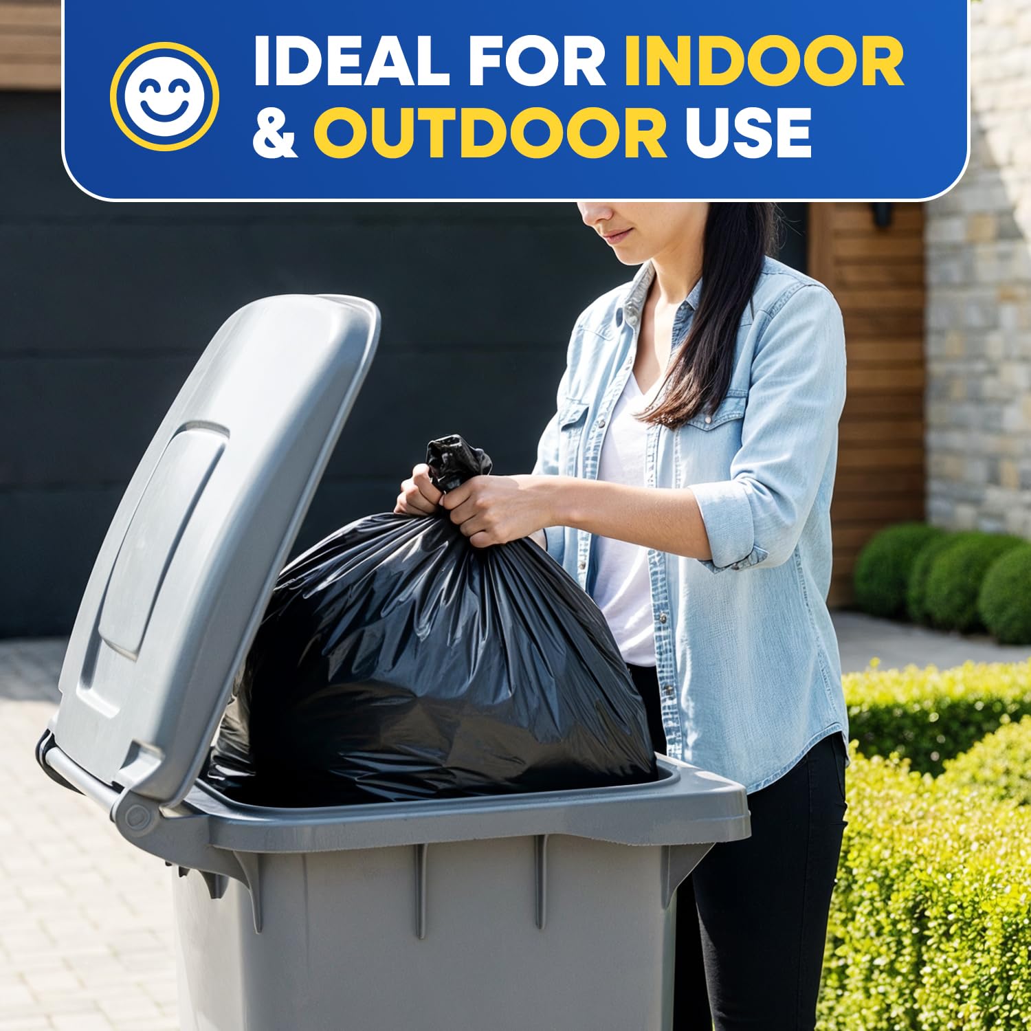 38" x 58" 60 Gal 2 Mil Black Trash Bags, 100/Case