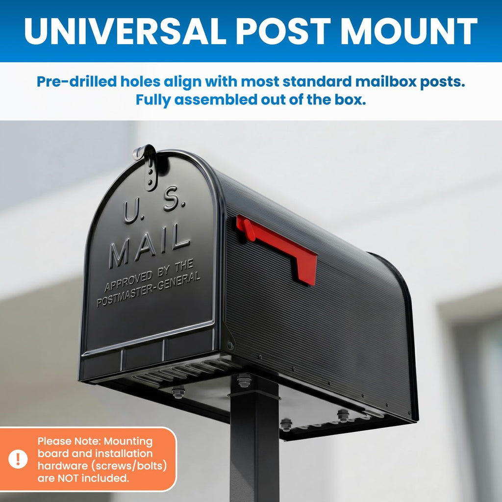 Plexon Jumbo Size Rural Mailbox, 3175 cu-in Capacity, Galvanized Steel, Powder-Coated, 15 in. H x 11.69 in. W x 24.82 in. L (Black, Extra Large)