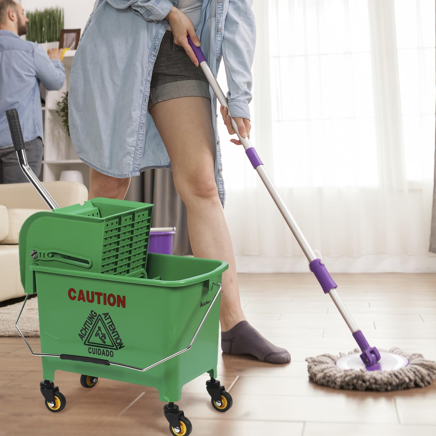 20-QT Upward Press Mop Bucket and Wringer, Green