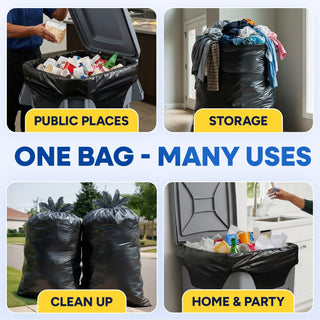 43" x 49" 65 Gallon 2Mil Black Trash Bags with Flap Ties, 20/Box 120/Case