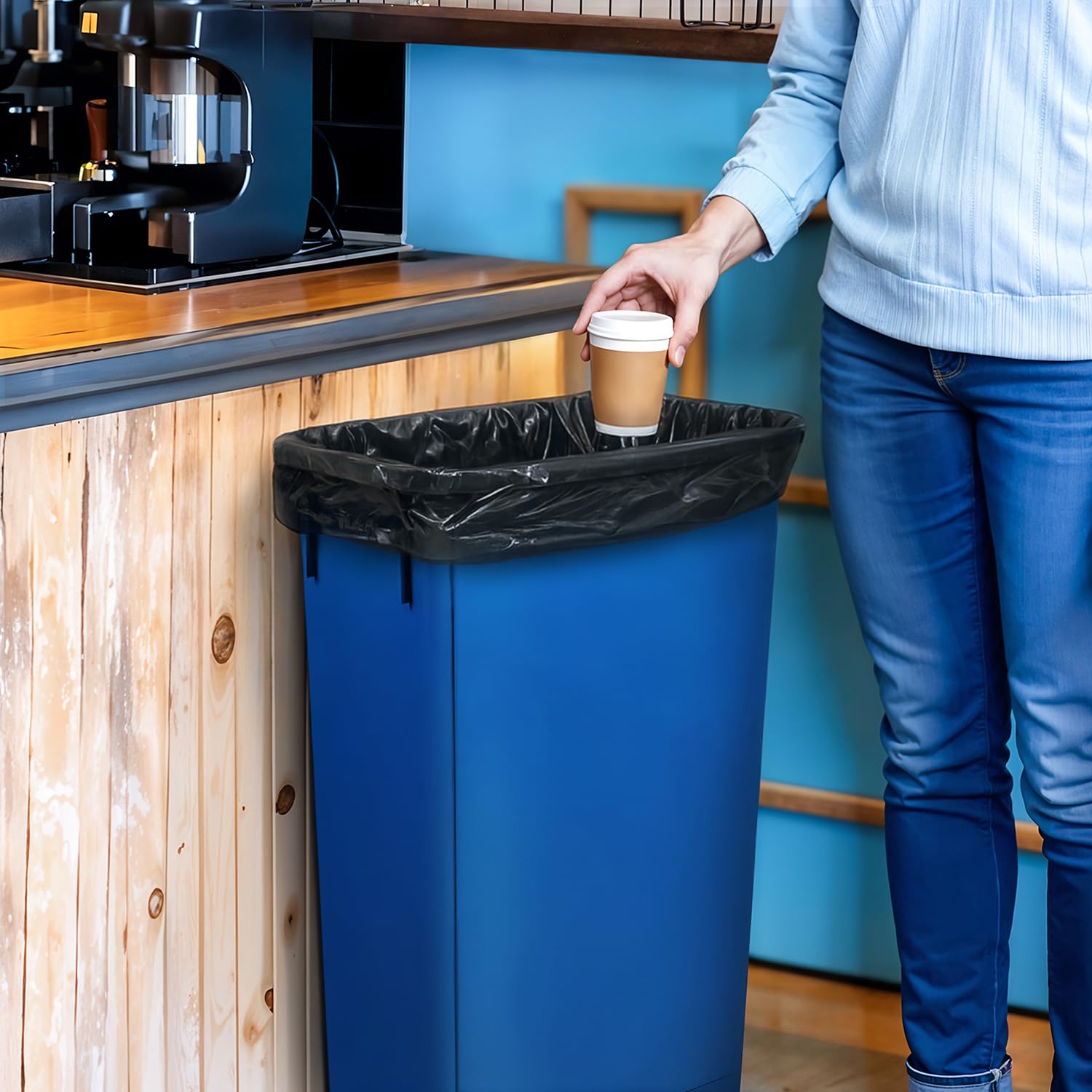 Plastic Prince 23 Gallon Trash Bags, 1 Mil Black Waste Bags, Fits Slim Jim 23 Gal Trash Cans, 29" x 44" Tall Garbage Trash Can Liners 200 Pack