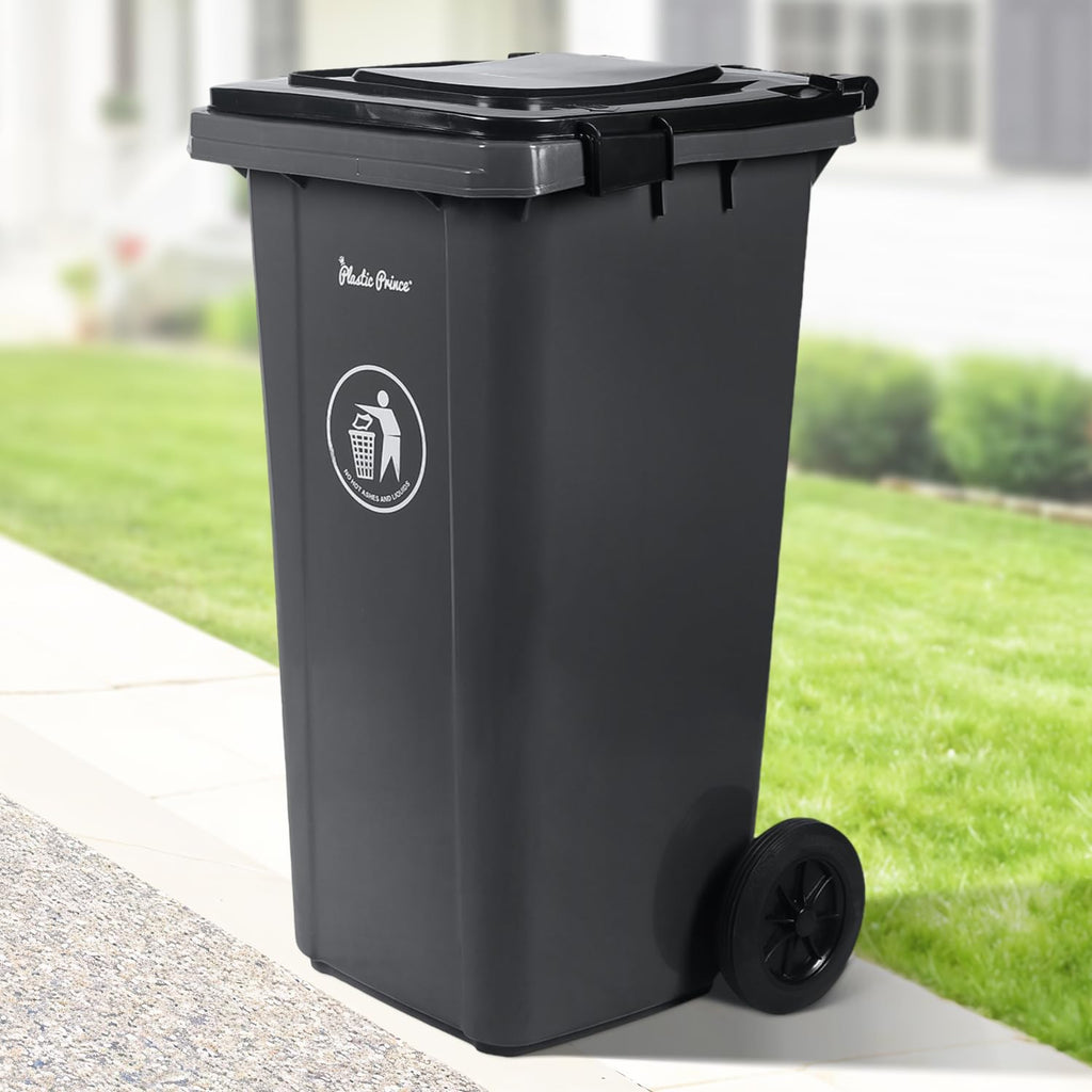 32 Gal Gray Rollout Container with Snap-Lock