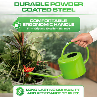 40 oz Green Metal Watering Can with Long Spout