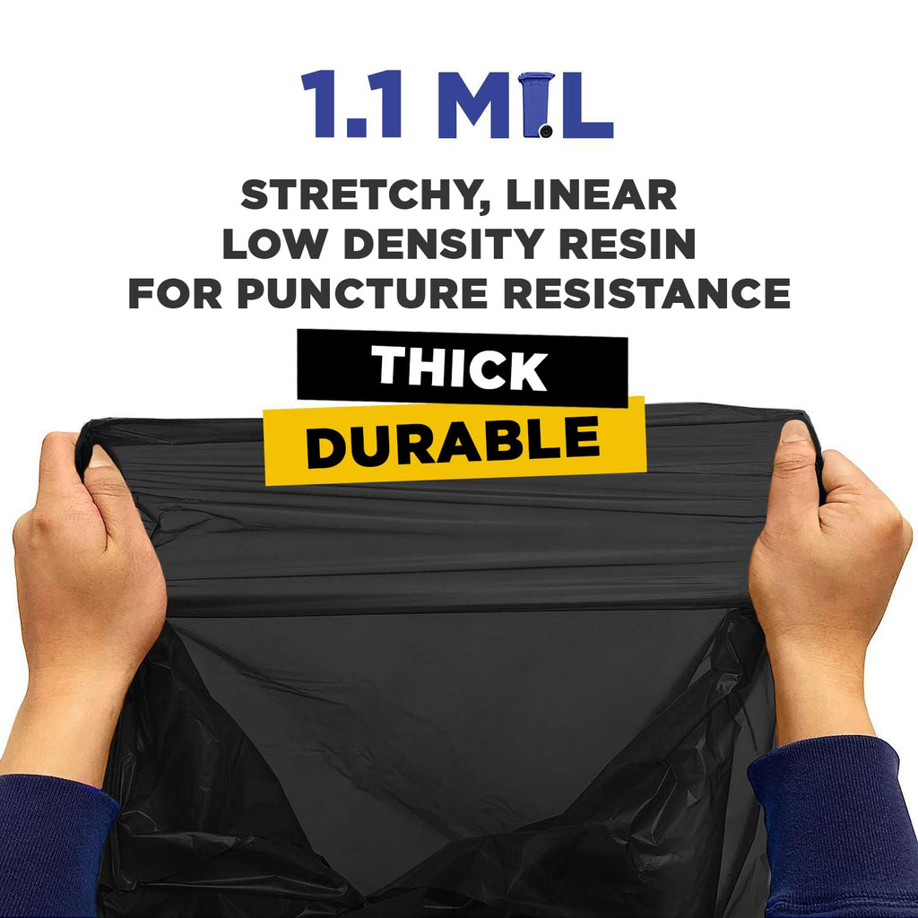 15" x 9" x 31" 13 Gal 1.1 Mil Black Heavy Duty Kitchen Bags, 250/Case