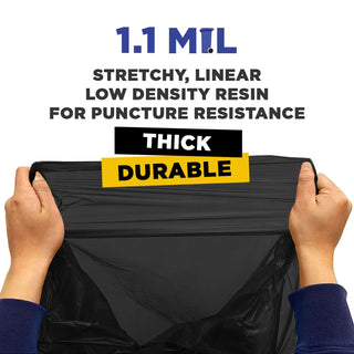 15" x 9" x 31" 13 Gal 1.1 Mil Black Heavy Duty Kitchen Bags, 250/Case