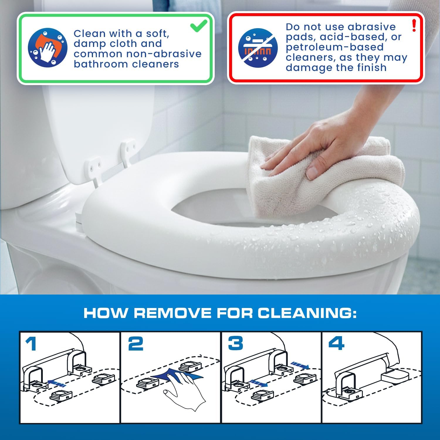 Plexon Soft Cushioned Toilet Seat, Elongated Bone, Slow-Close Lid & Seat, Quick-Release Hinge, Easy To Clean & Change (Copy)