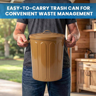 Plexon 5 Gallon Small Metal Trash Can with Lid Outdoor Galvanized Steel Bucket with Lid 5 Gal Storage Can for Dog Food Bird Seed Storage Container Rodent Pet Proof, Copper