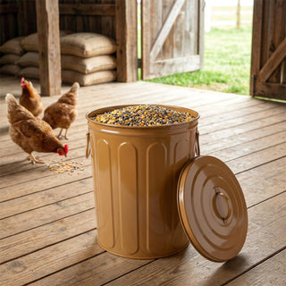 Plexon 5 Gallon Small Metal Trash Can with Lid Outdoor Galvanized Steel Bucket with Lid 5 Gal Storage Can for Dog Food Bird Seed Storage Container Rodent Pet Proof, Copper