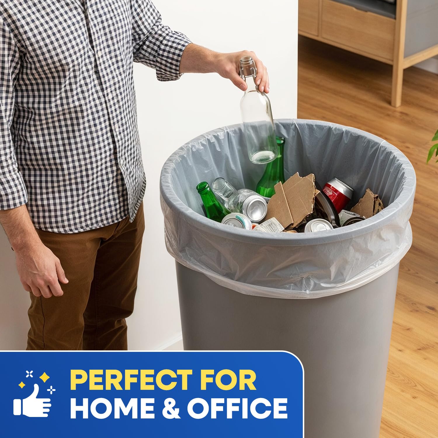 38" x 58" 55 Gal 3 Mil Clear Trash Bags, 100/Case