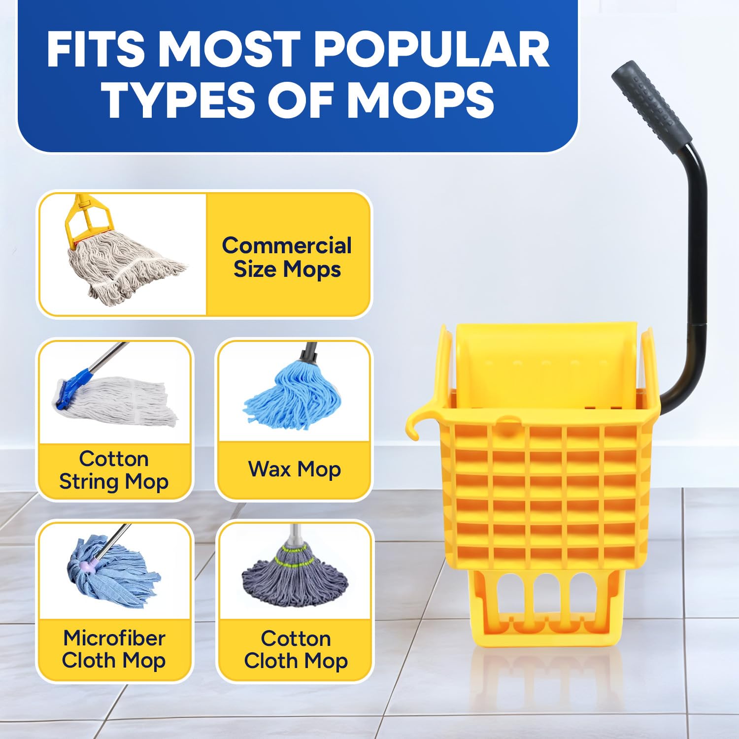 Replacement Wringer for 26-QT or 35-QT Side Press Mop Bucket and Wringer, Yellow