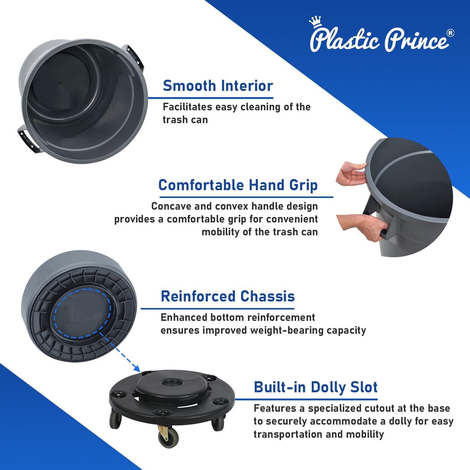 32 Gal Gray Round Trash Can