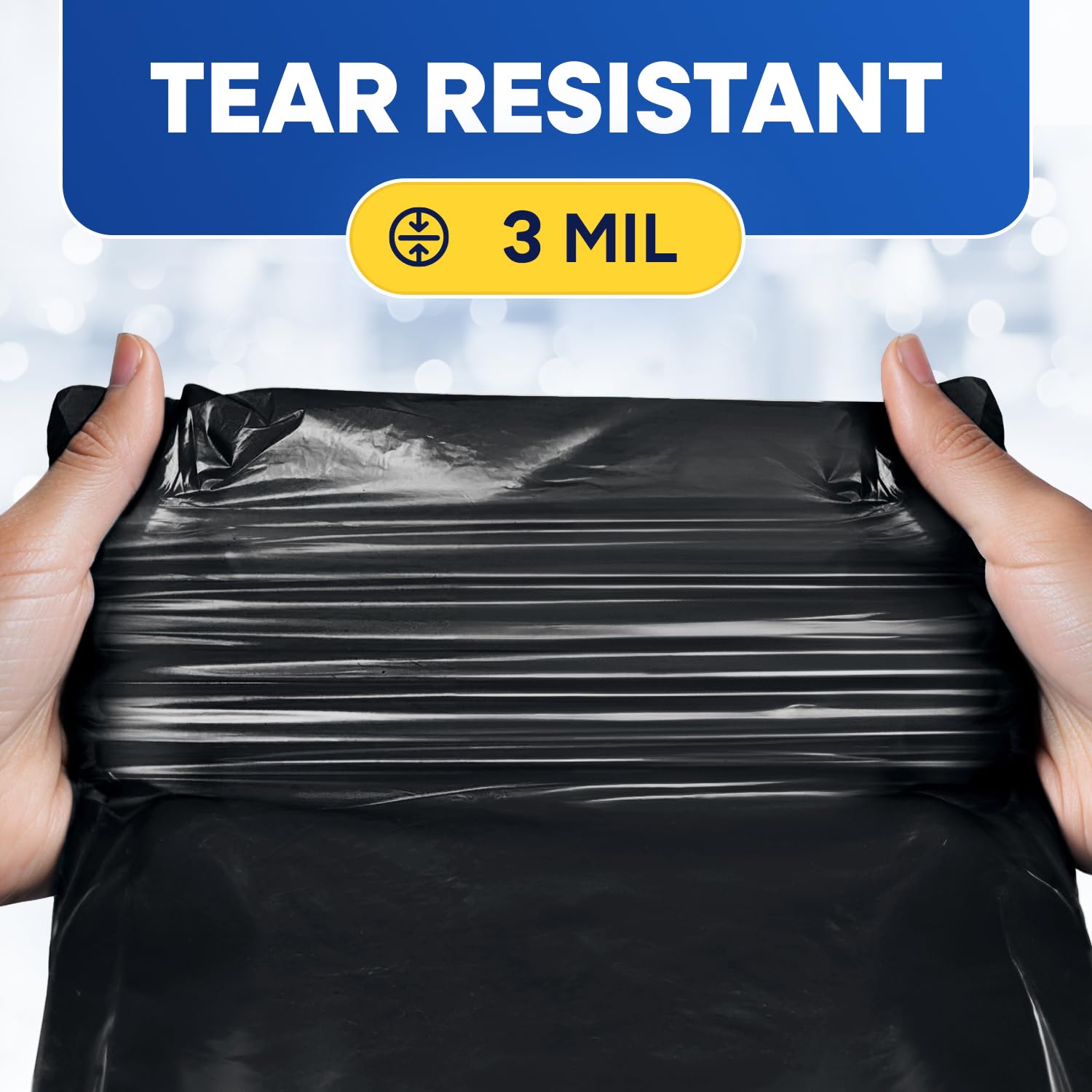 22" x 14" x 50" 55 Gal 3 Mil Black Trash Bags, 100/Case