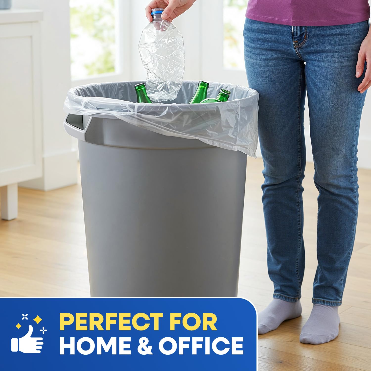 23" x 17" x 46" 45 Gal 3 Mil Clear Contractor Bags, 100/Case