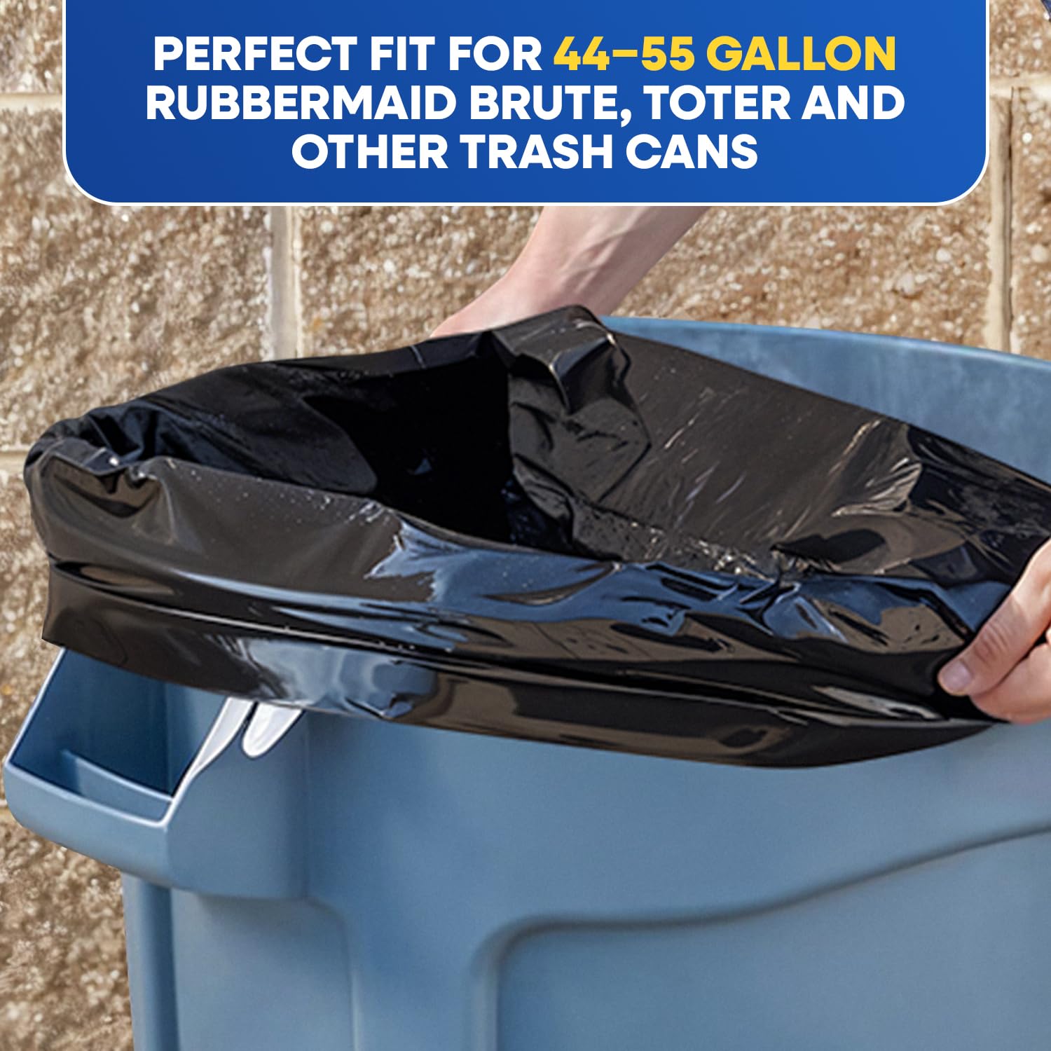 38" x 58" 60 Gal 1.2 Mil Black Trash Bags, 100/Case