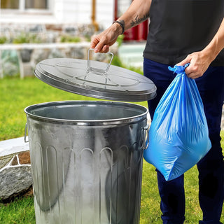 20 Gal Galvanized Steel Round Trash Can with Lid - 1