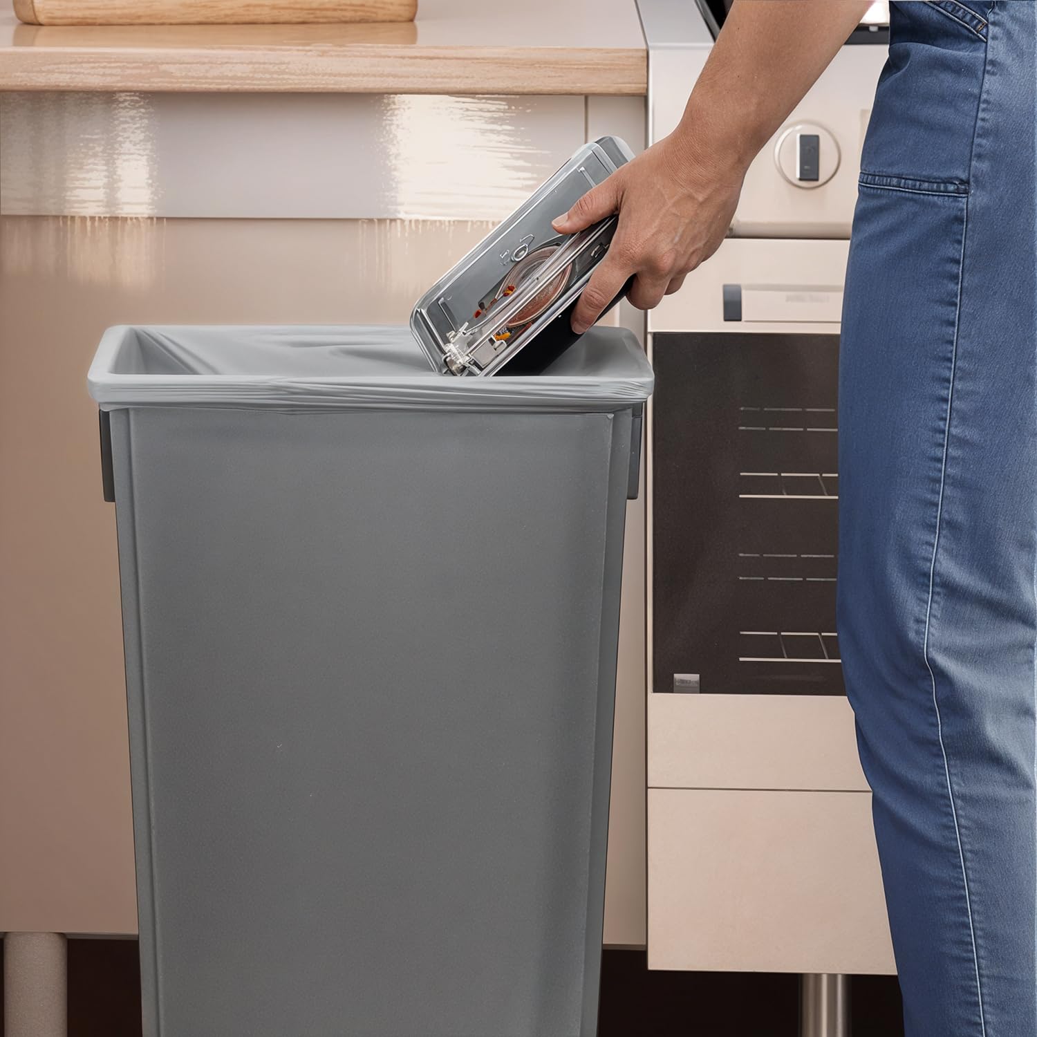 23 Gal Gray Slim Rectangular Trash Can