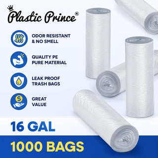 24" x 31", 16 Gallon, 6 Mic, Clear High-Density Can Liners, 1000/Case