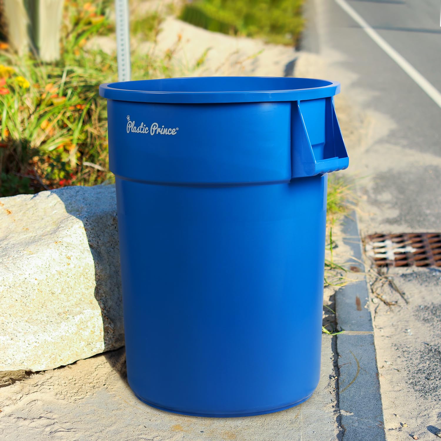 44 Gal Blue Round Trash Can