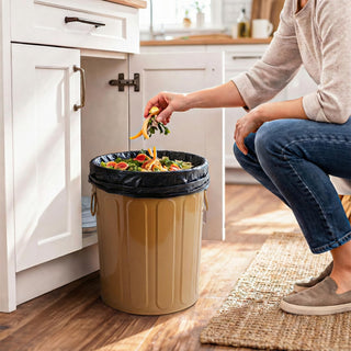 Plexon 5 Gallon Small Metal Trash Can with Lid Outdoor Galvanized Steel Bucket with Lid 5 Gal Storage Can for Dog Food Bird Seed Storage Container Rodent Pet Proof, Copper